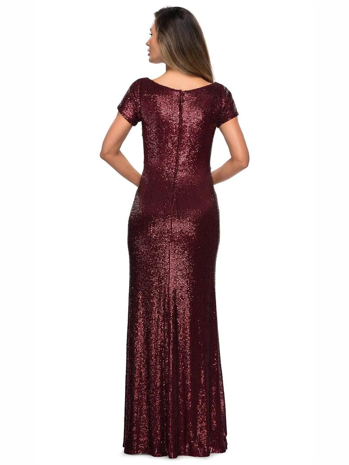Cabernet maxi mother of the bride dress, alternate view showing the bodice and skirt