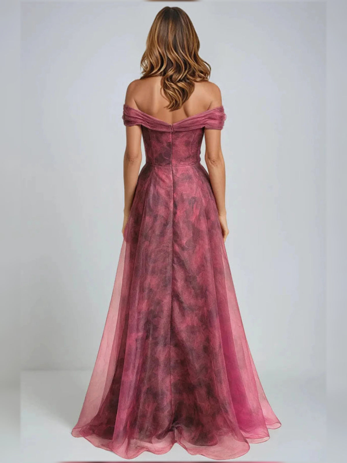 Floral Print a-line midi formal dress with bow detail, alternate view