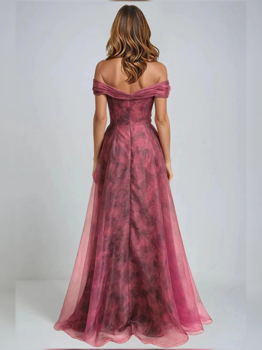 Floral Print a-line midi formal dress with bow detail, alternate view