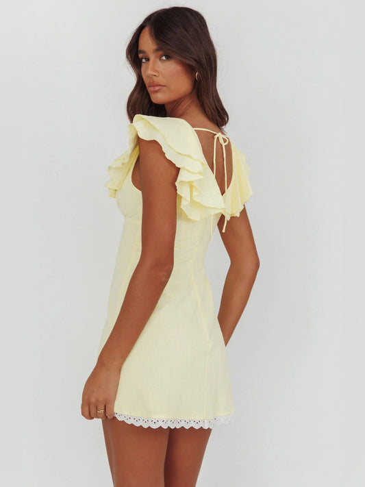 Butter mini homecoming dress, alternate view showing the bodice and skirt
