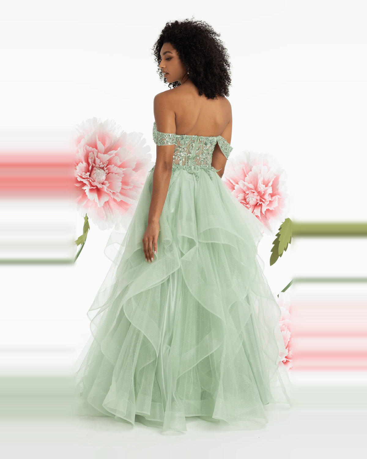 off shoulder ball-gown floor-length prom dress - image 2