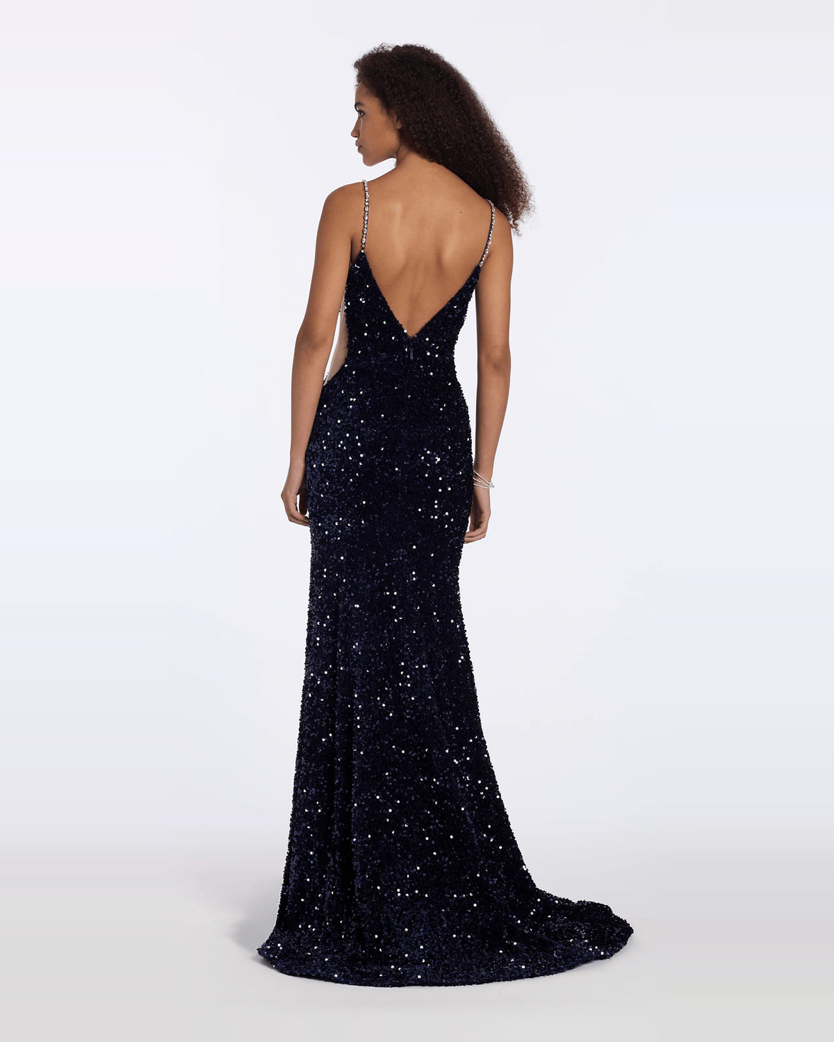 plunging neckline column maxi prom dress - image 2