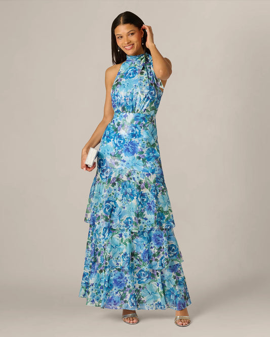 halter neck a-line maxi mother of the bride dress - image 2