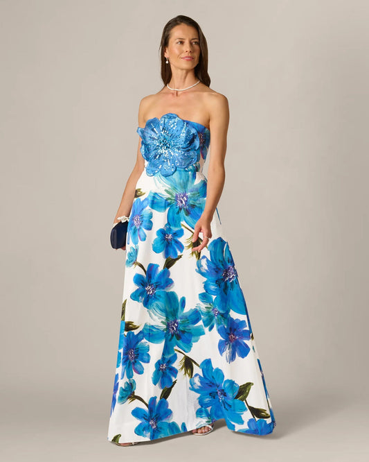 strapless a-line maxi mother of the bride dress - image 2