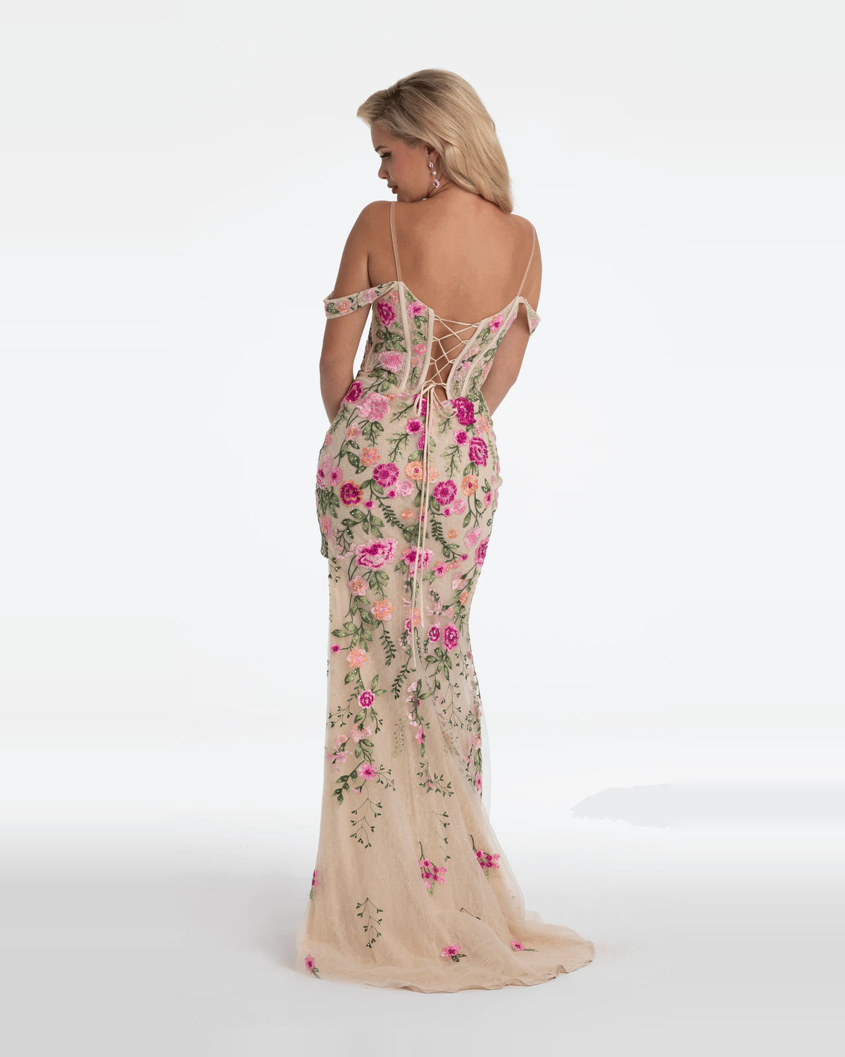plunging neckline column floor-length prom dress - image 2