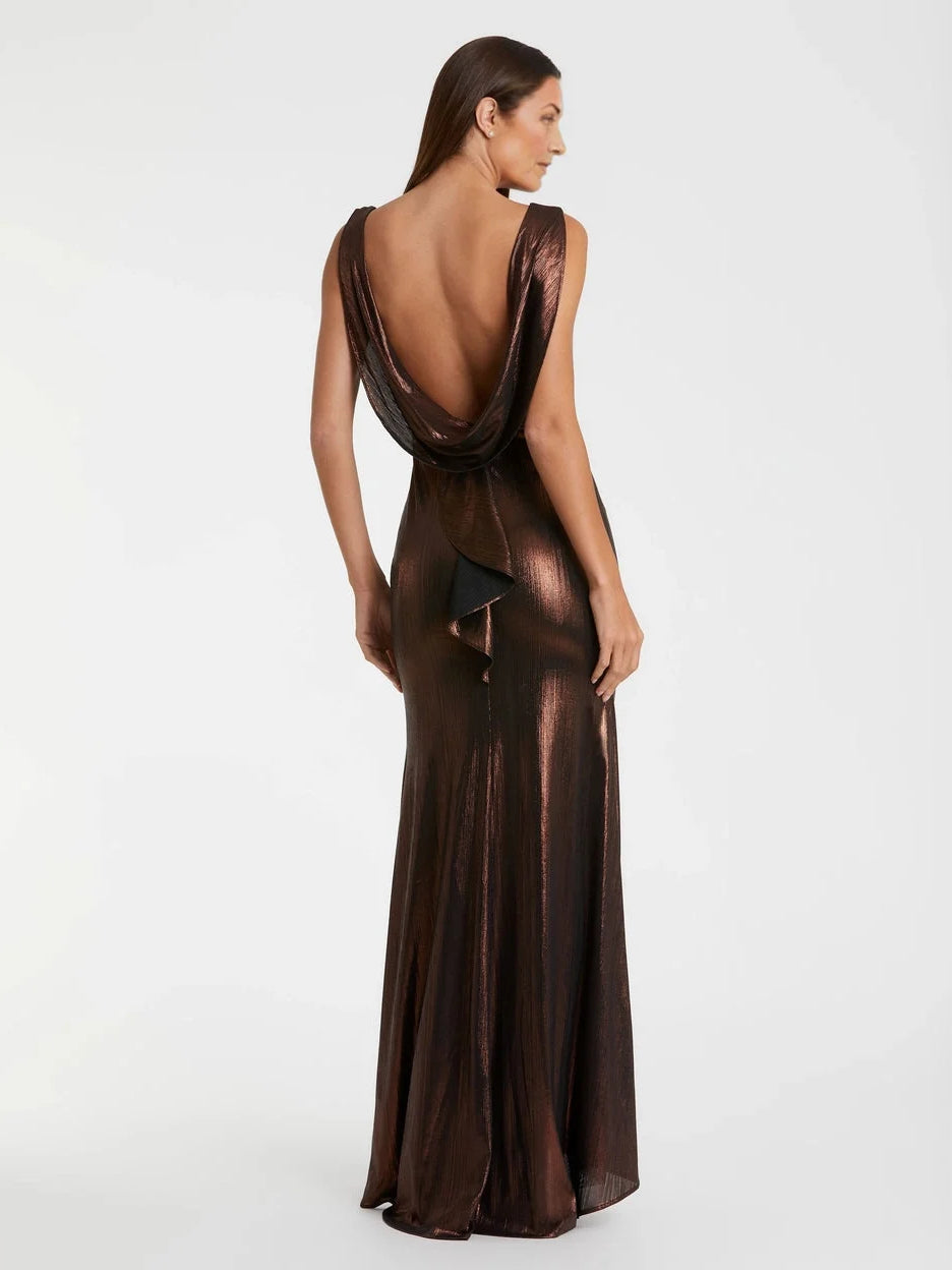 Deep Purple floor-length mother of the bride dress, alternate view showing the bodice and skirt