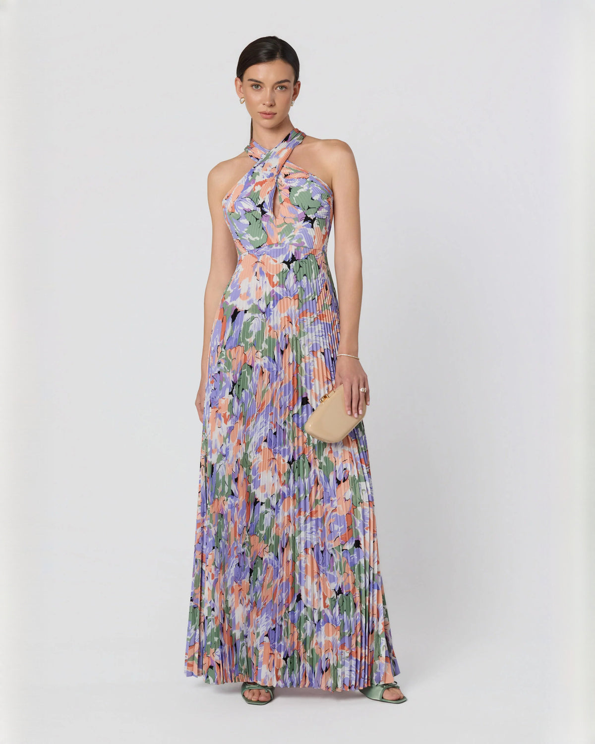 halter neck chiffon a-line maxi bridesmaid dress - image 2