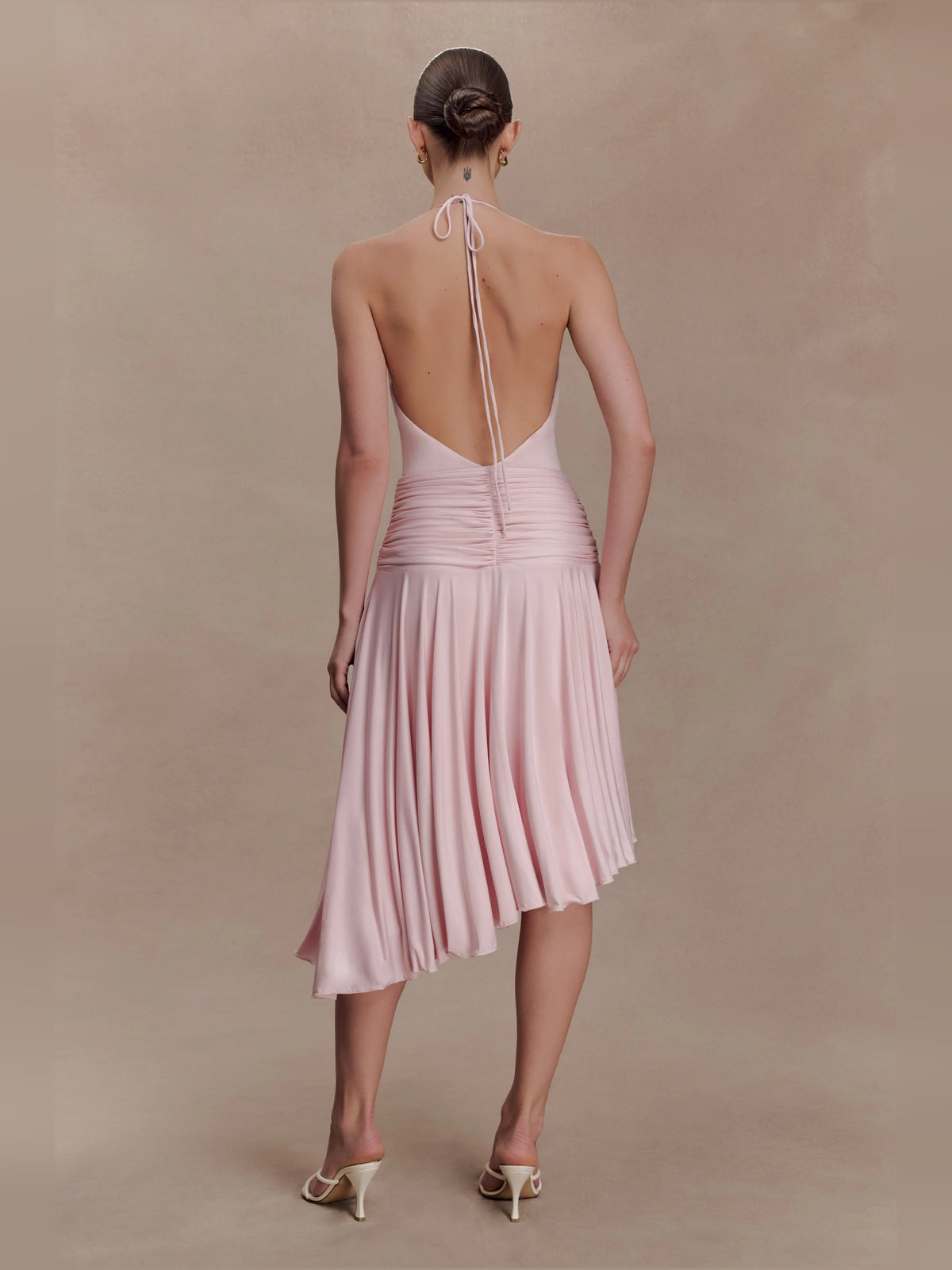 Pink midi formal dress, alternate view