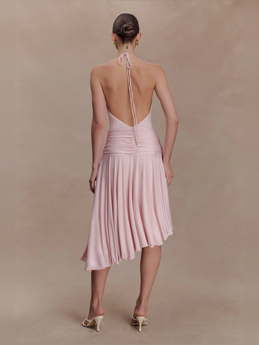 Pink midi formal dress, alternate view