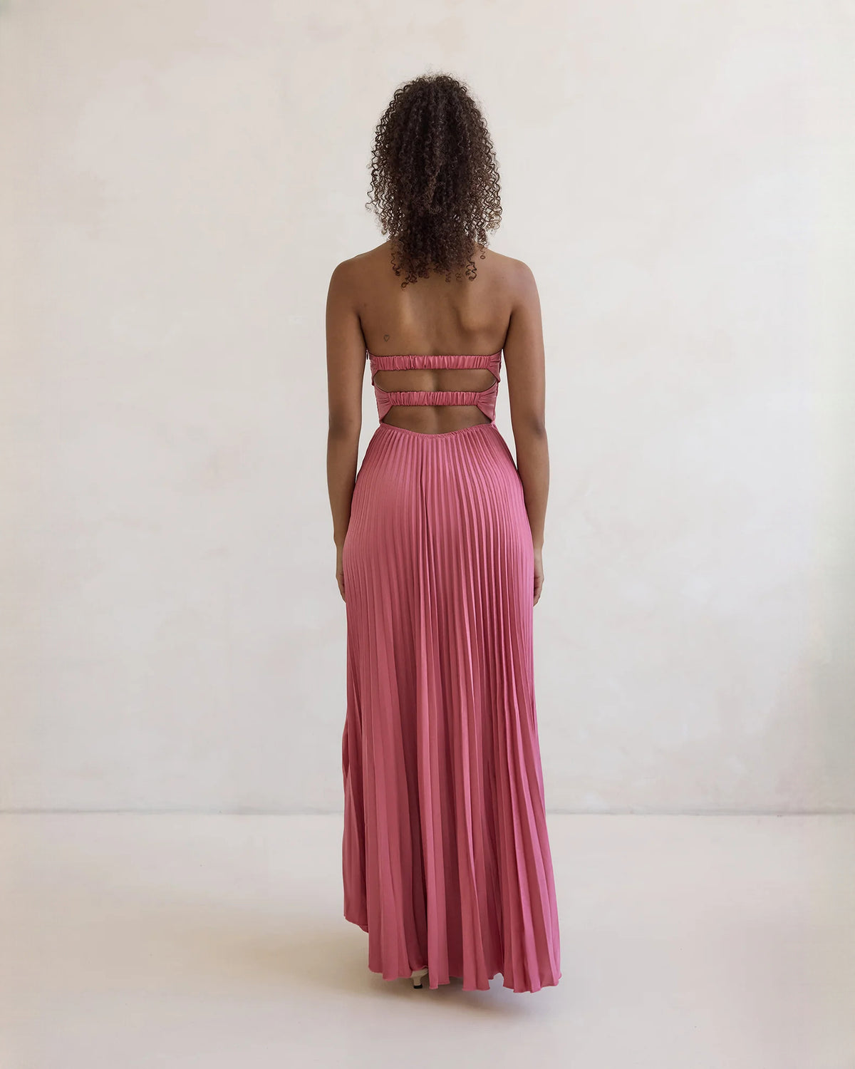 strapless chiffon a-line maxi bridesmaid dress - image 2