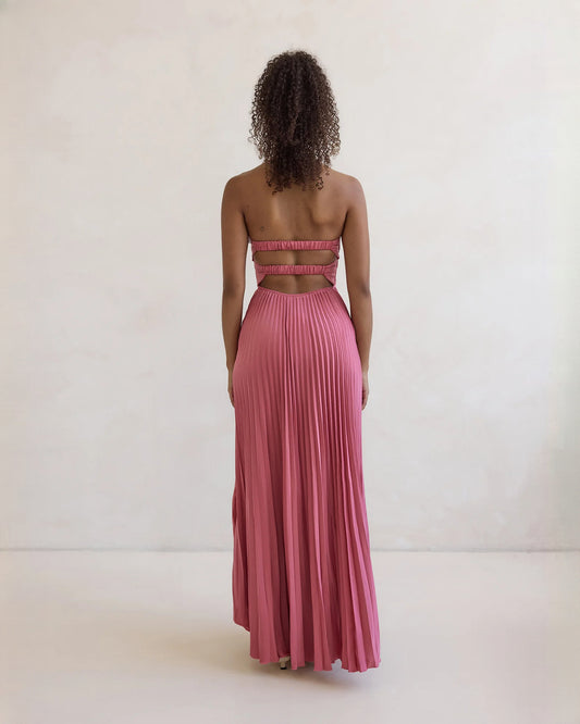 strapless chiffon a-line maxi bridesmaid dress - image 2