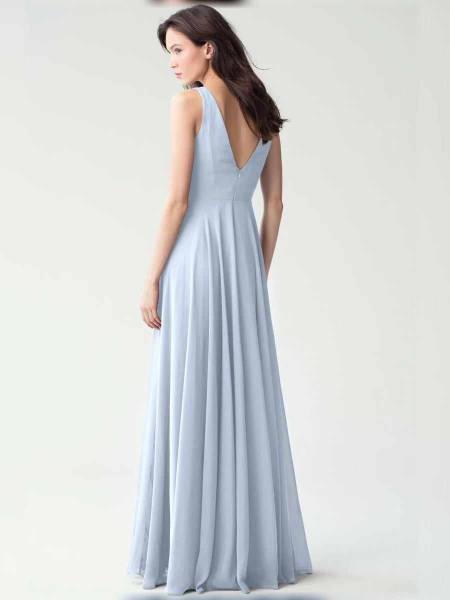 Light Blue floor-length bridesmaid dress, alternate view showing the bodice and skirt