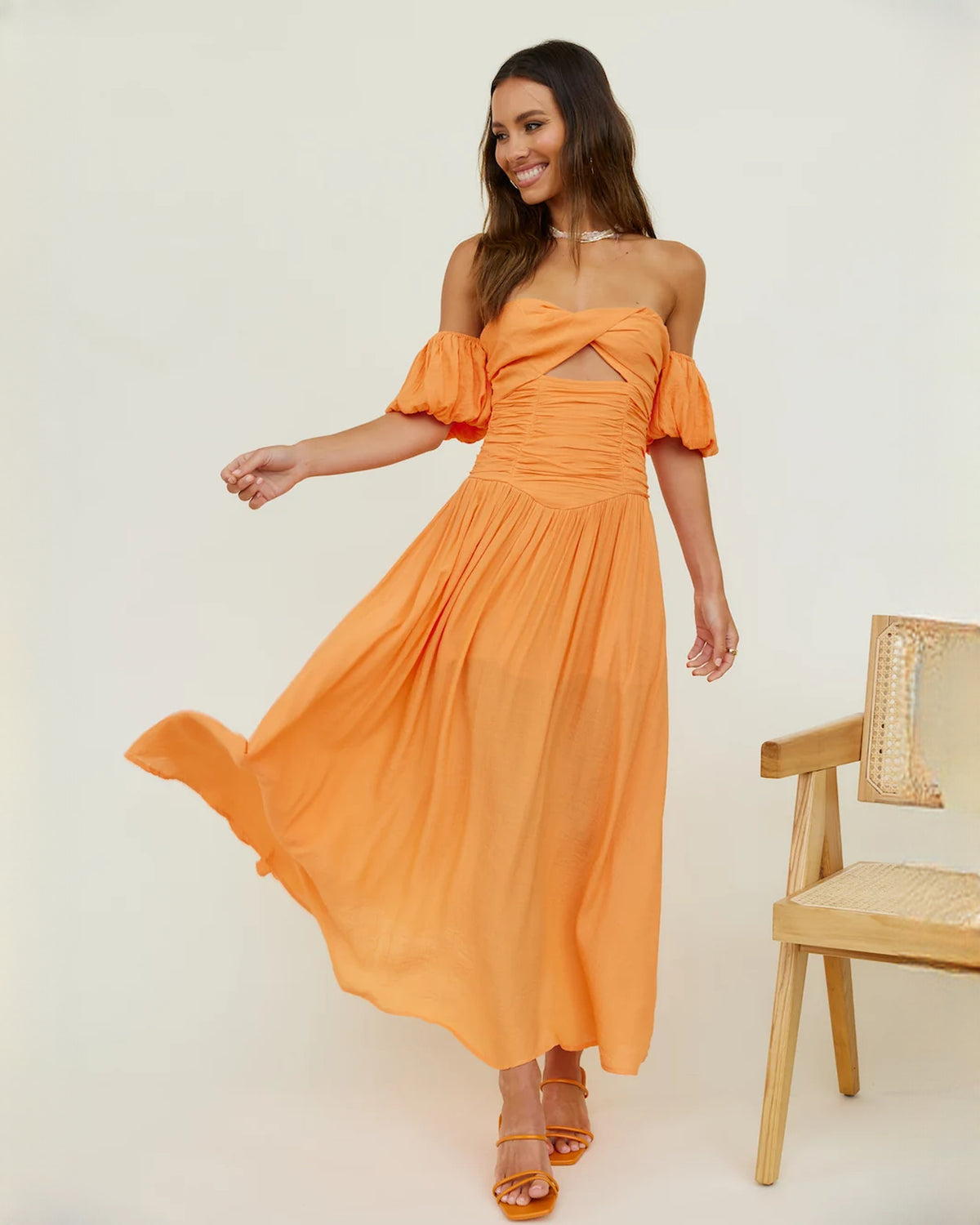 sleeveless chiffon a-line maxi bridesmaid dress - image 2