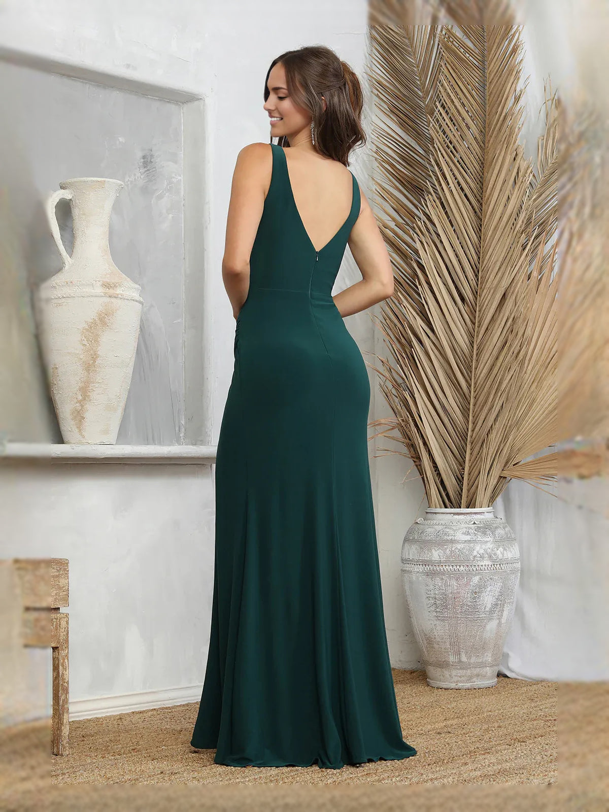 Dark Green floor-length prom dress, alternate view showing the bodice and skirt