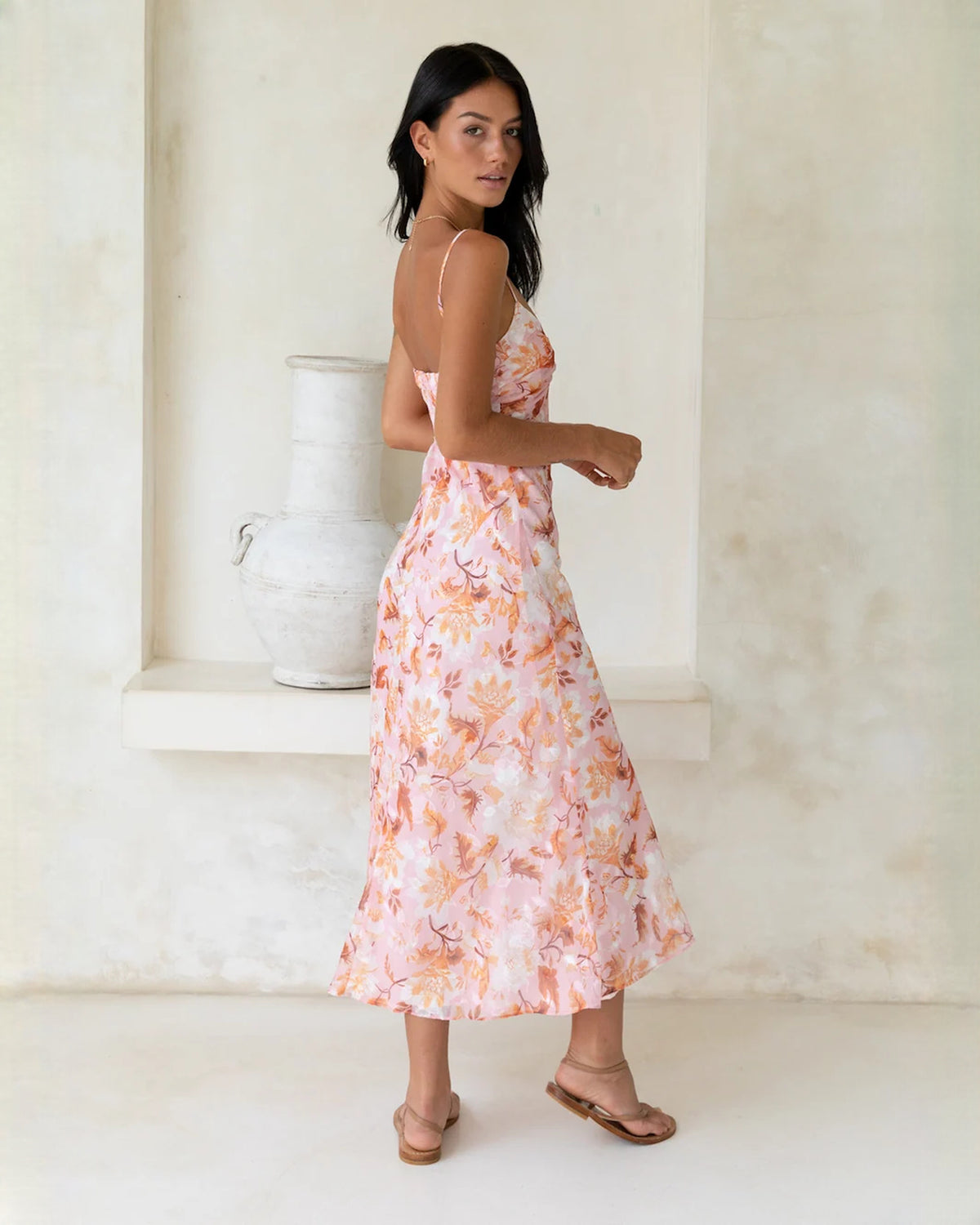 sleeveless satin a-line maxi bridesmaid dress - image 2