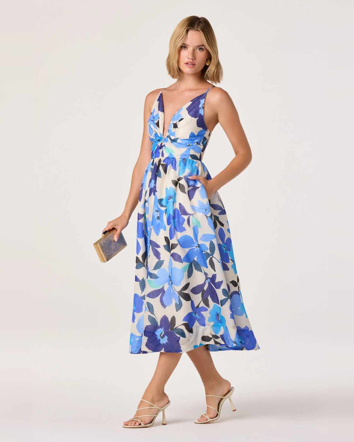 spaghetti strap a-line midi homecoming dress - image 2