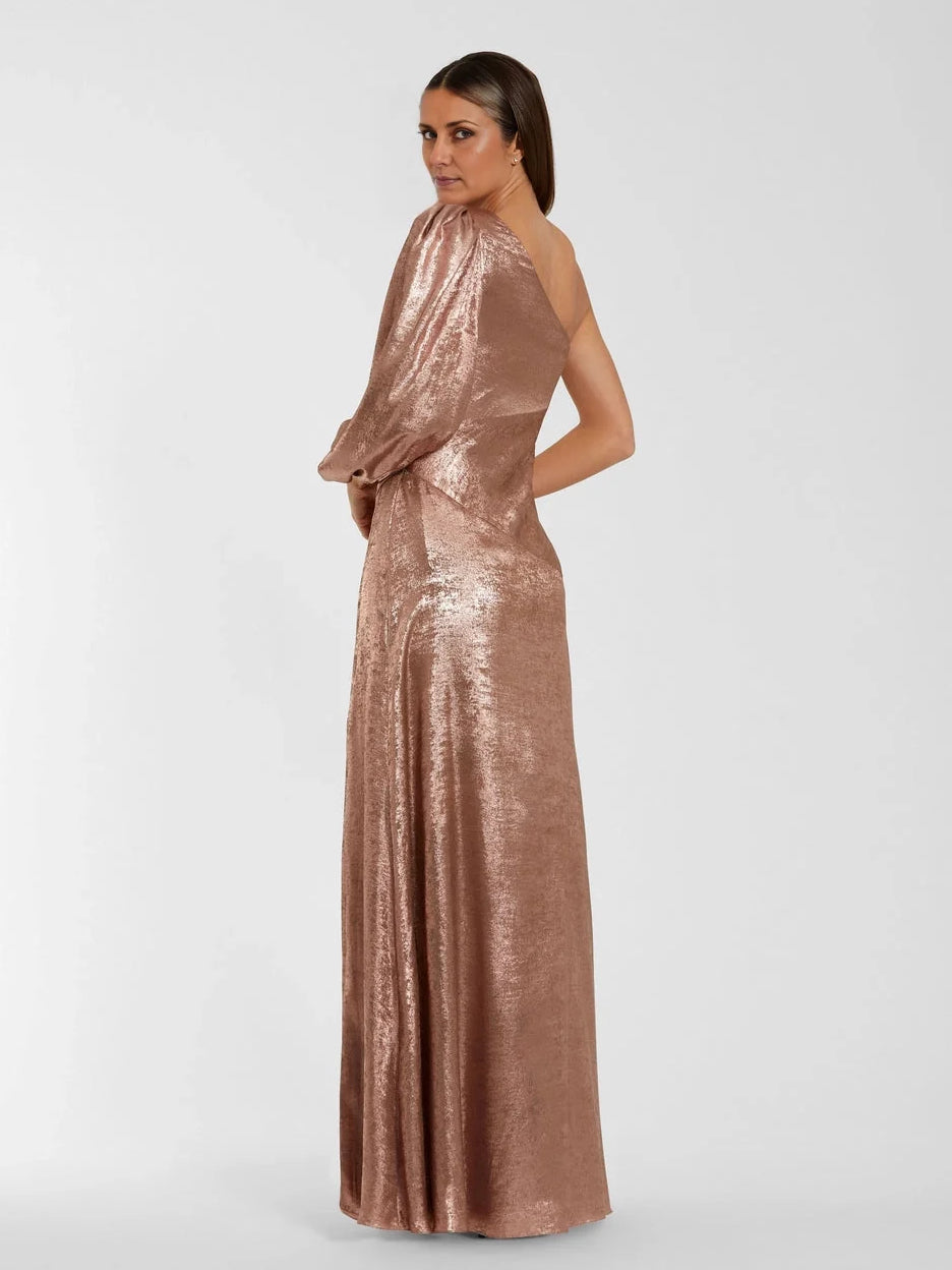 Mocha Gold floor-length mother of the bride dress, alternate view showing the bodice and skirt
