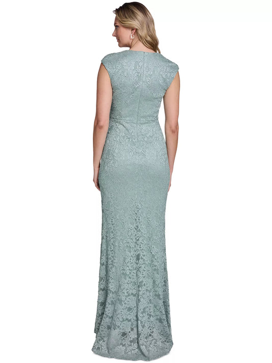 Dusty Sage floor-length mother of the bride dress, alternate view showing the bodice and skirt