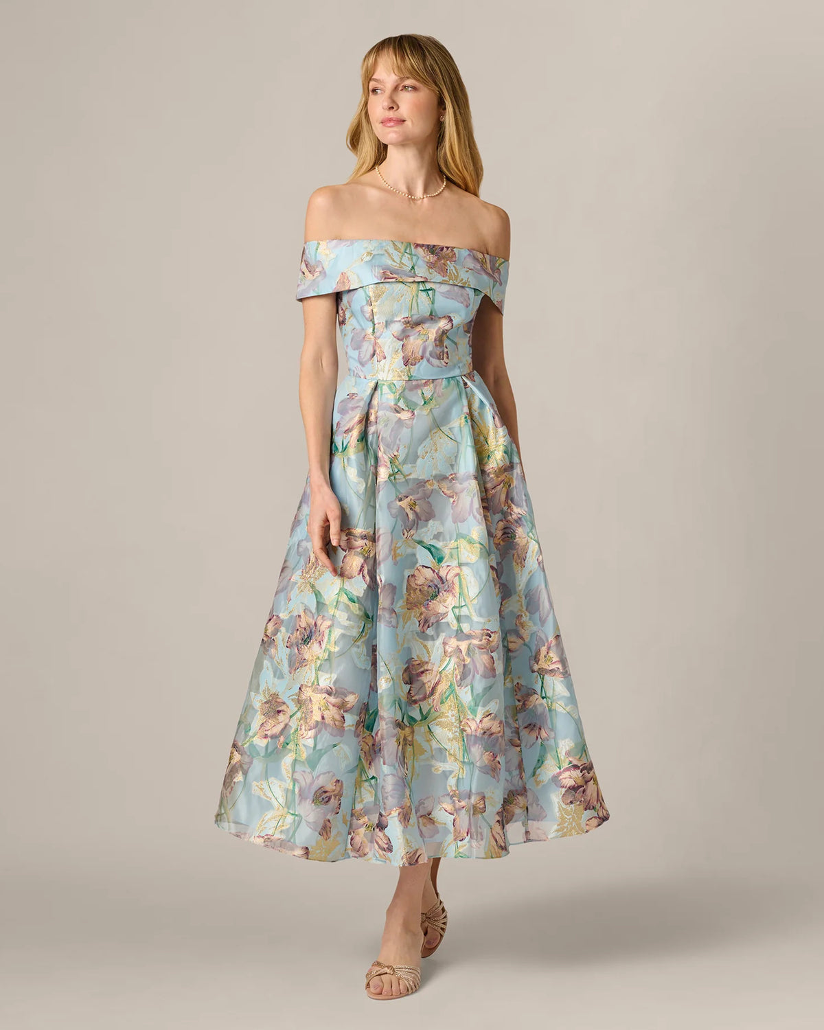 off-shoulder a-line maxi mother of the bride dress - image 2