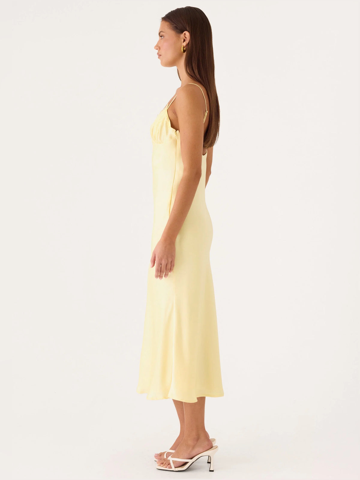 Yellow midi formal dress, alternate view