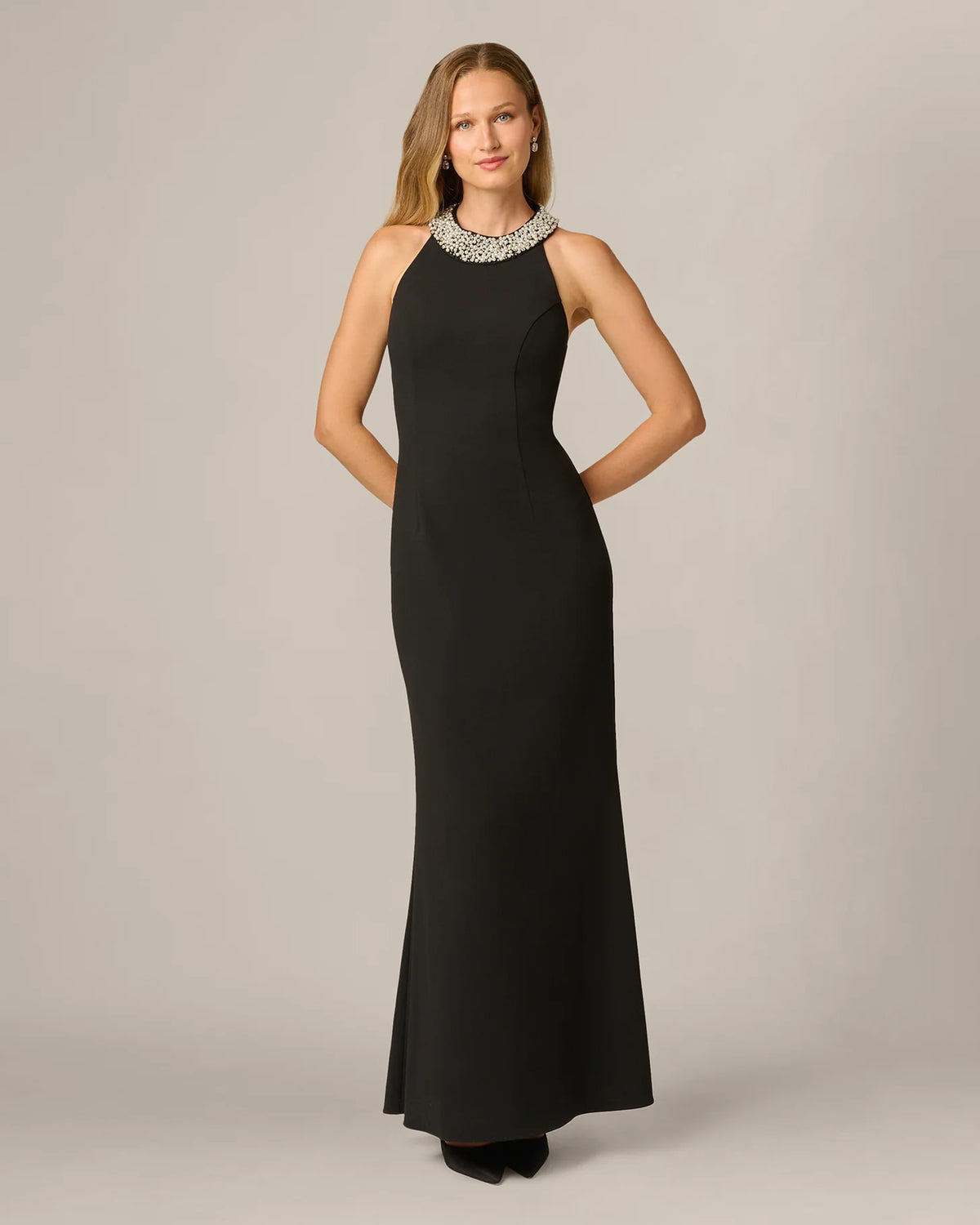 halter neck a-line maxi mother of the bride dress - image 2