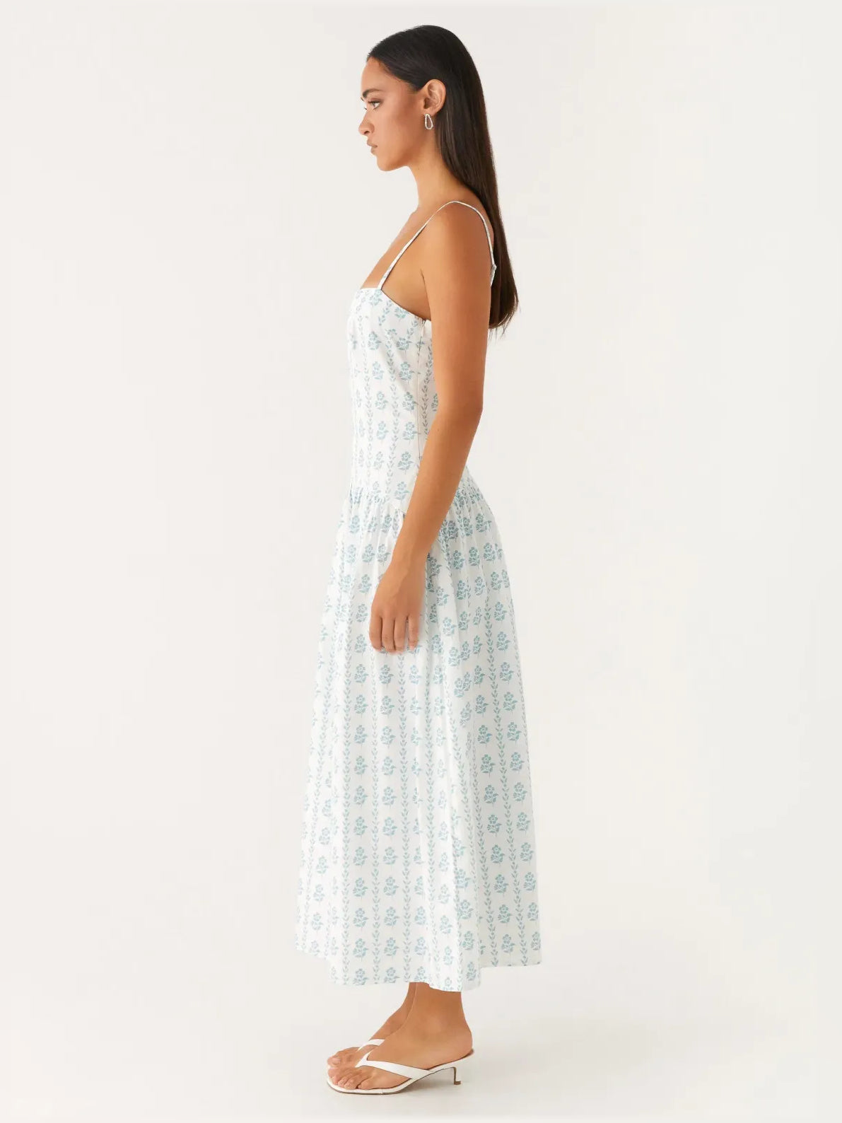 Print a-line midi formal dress with floral print, alternate view