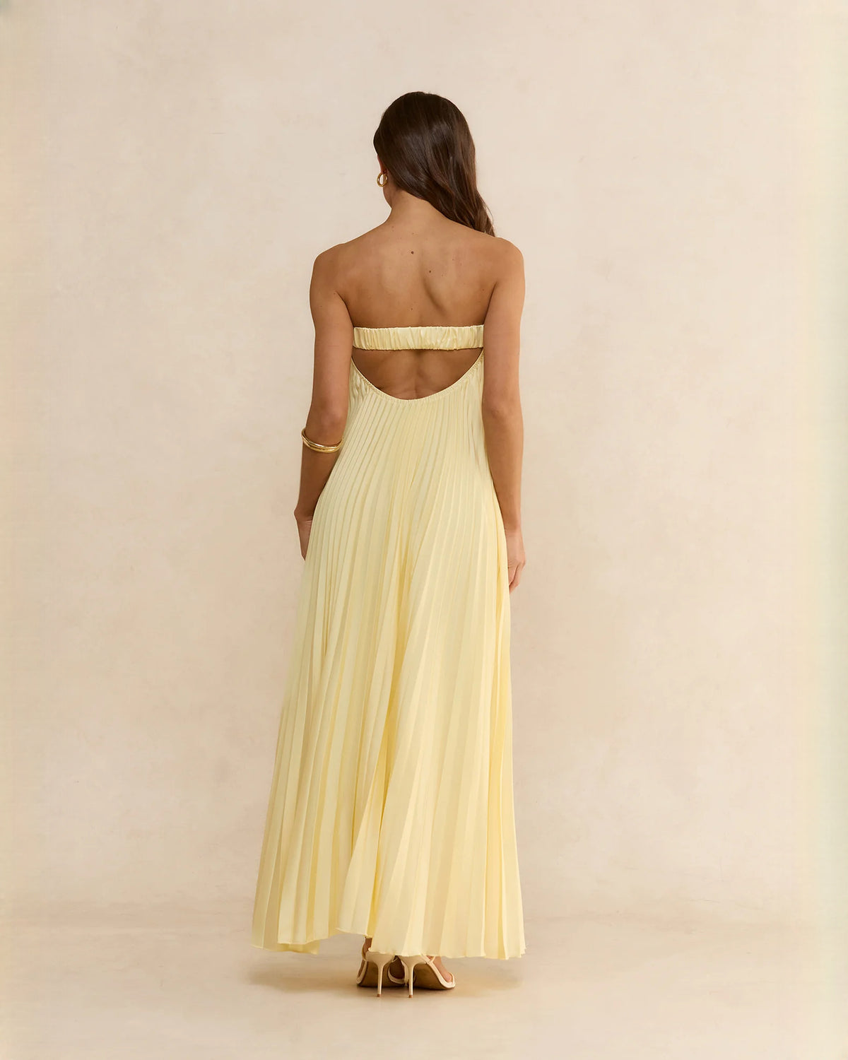 strapless chiffon a-line maxi bridesmaid dress - image 2