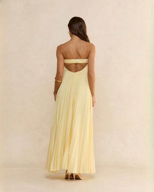 strapless chiffon a-line maxi bridesmaid dress - image 2