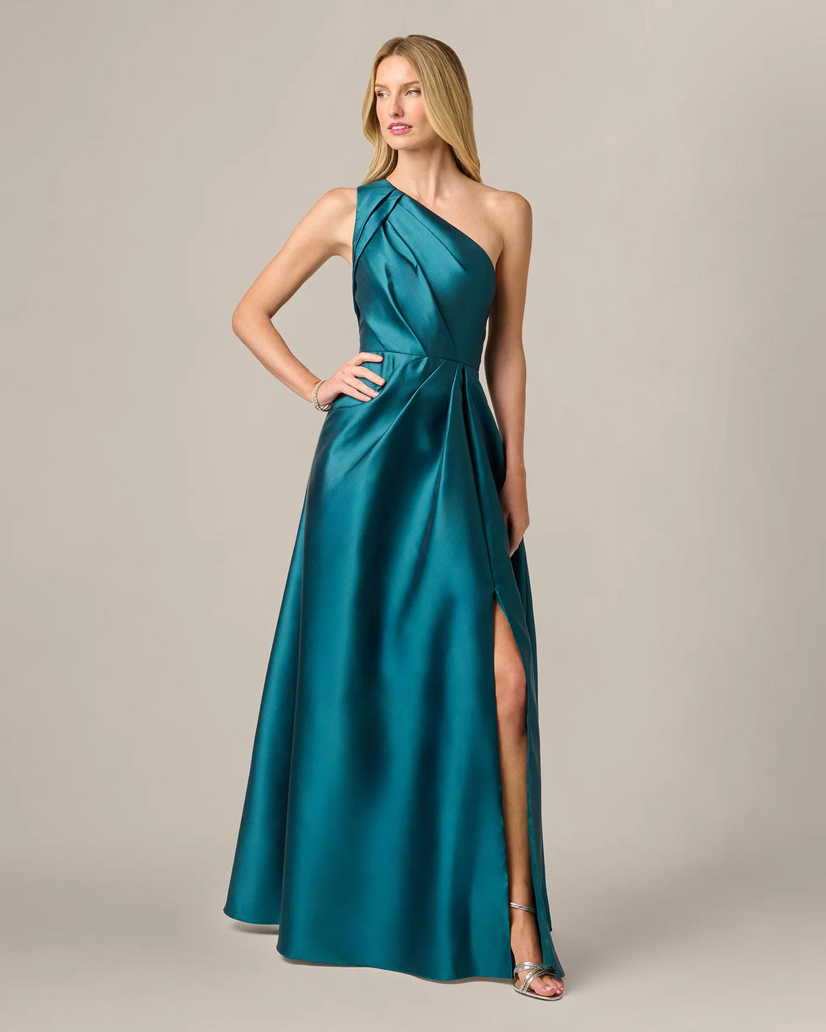 one-shoulder a-line maxi mother of the bride dress - image 2