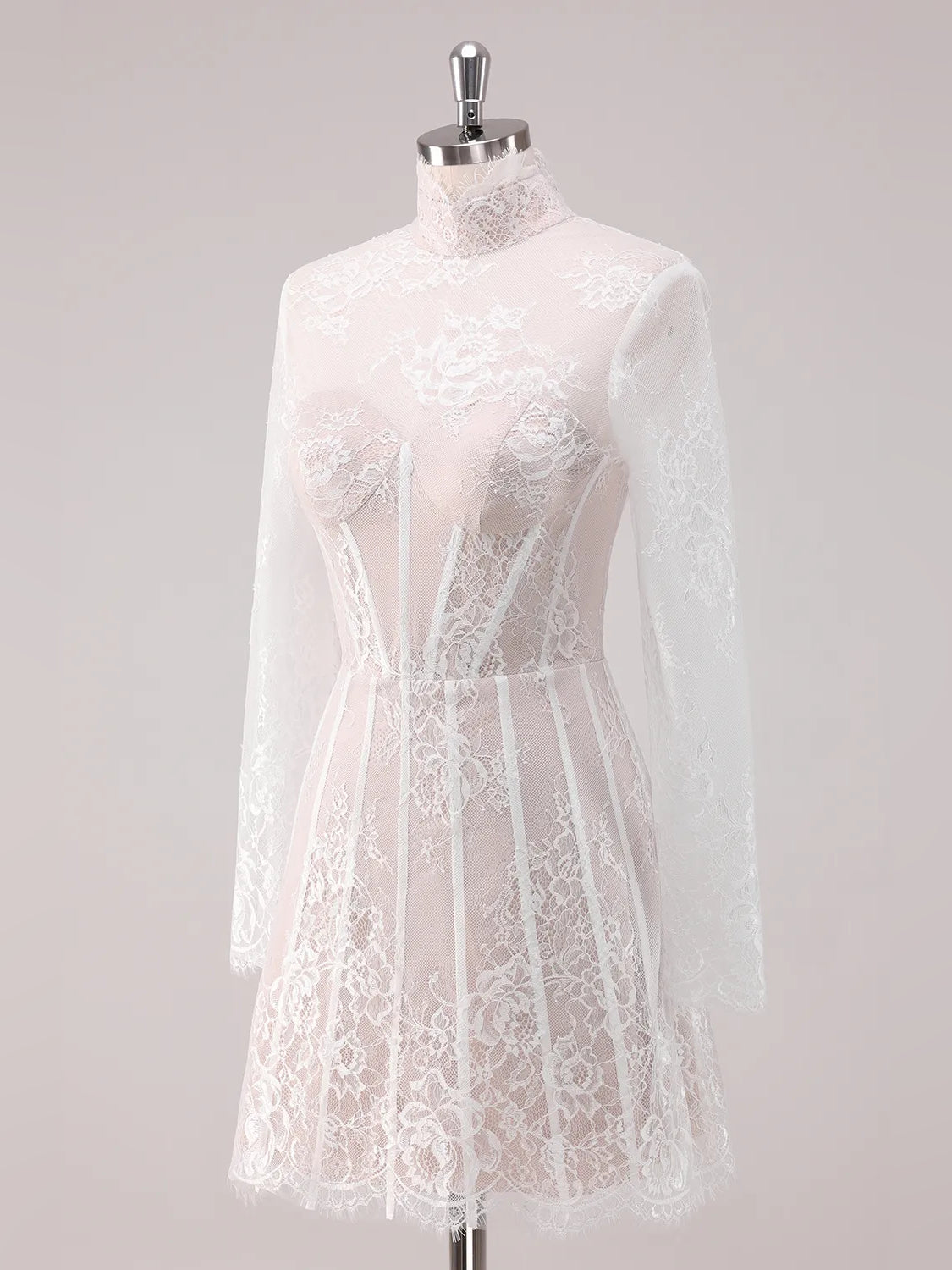 White mini homecoming dress, back view showing the rear of the dress