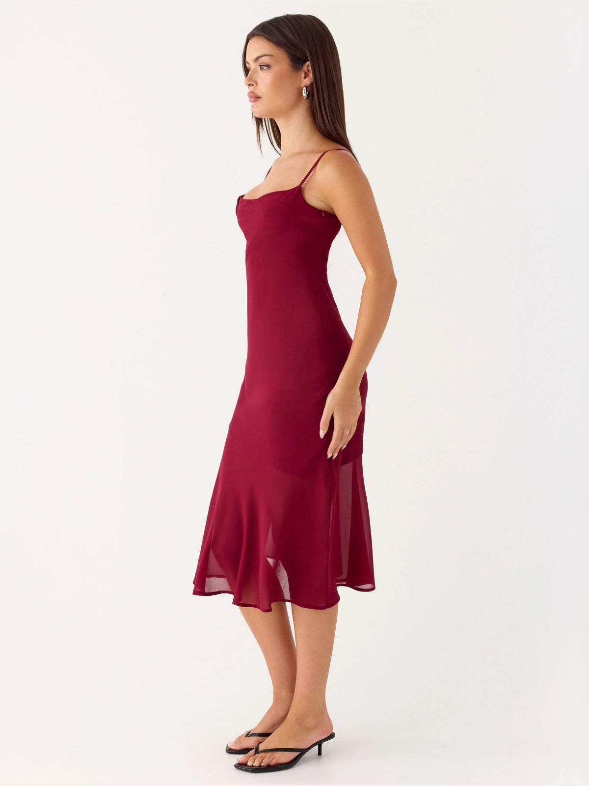 Red midi formal dress, alternate view