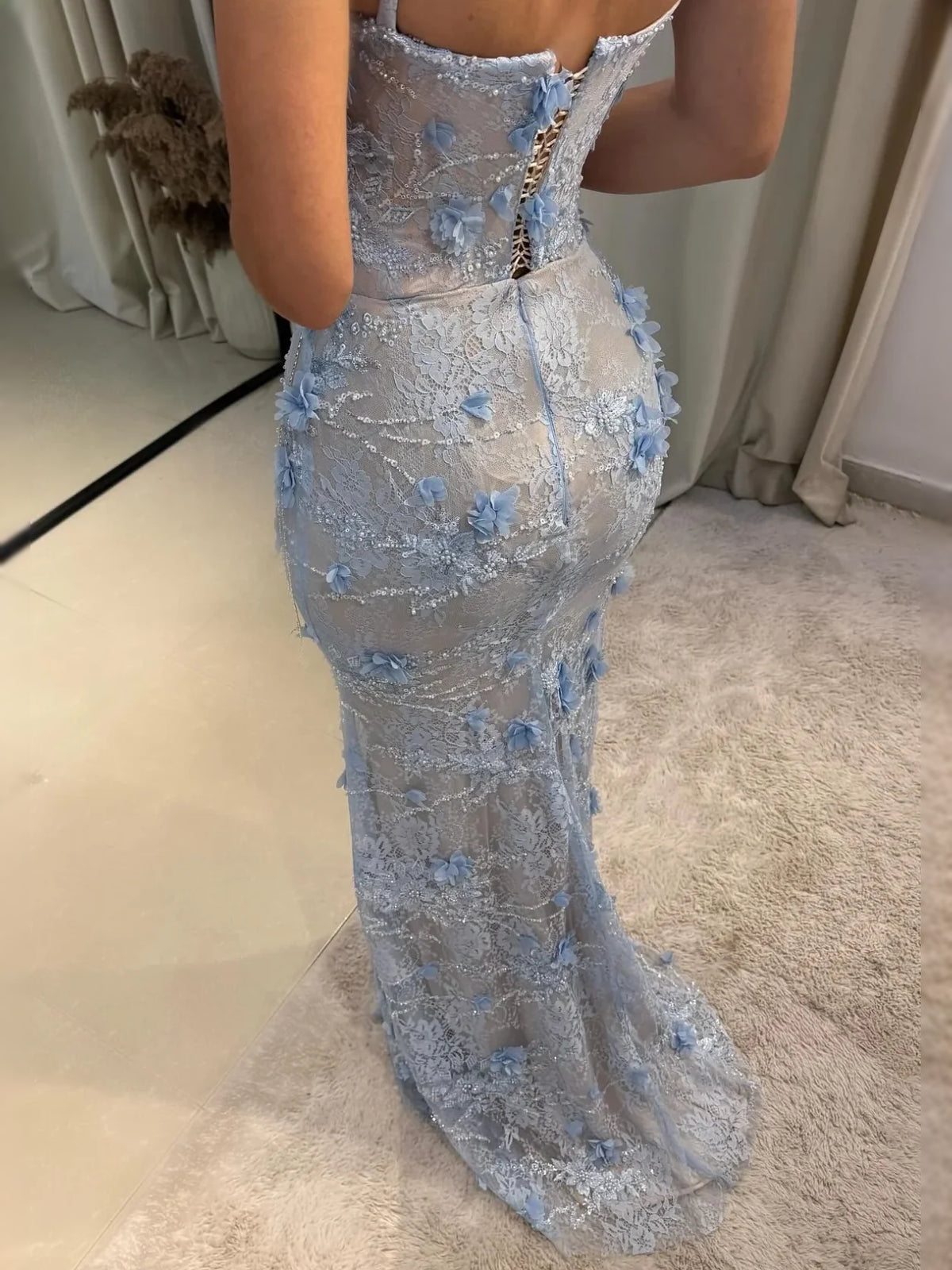 Sky Blue floor-length prom dress, alternate view showing the bodice and skirt