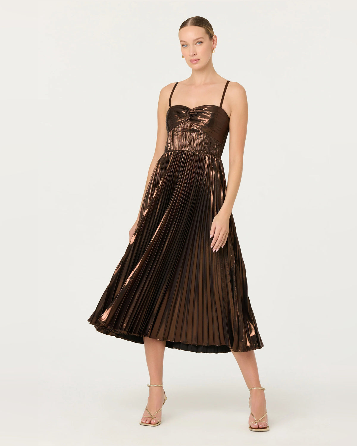 spaghetti strap a-line midi formal dress - image 2