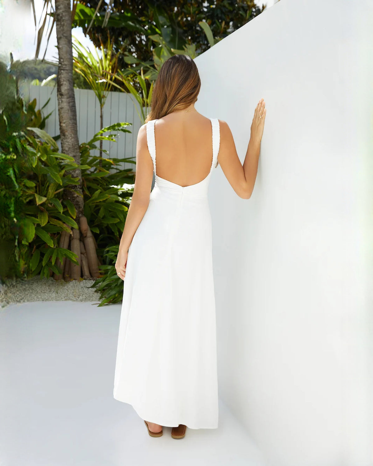 sleeveless structured satin a-line maxi bridesmaid dress - image 2