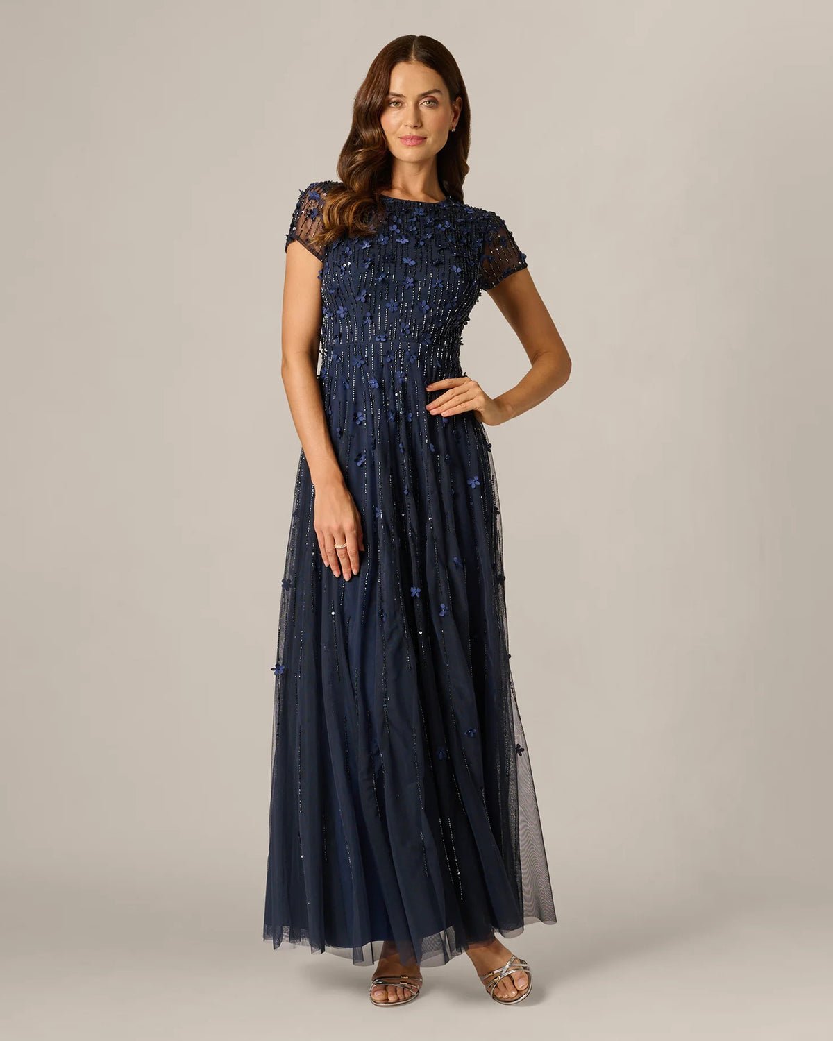 short-sleeve a-line maxi mother of the bride dress - image 2