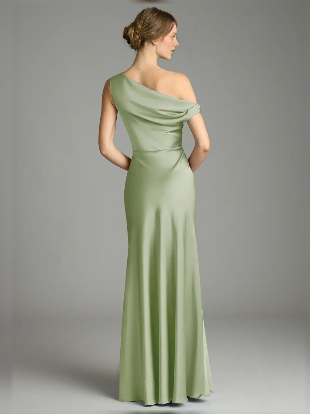 Dusty Sage floor-length bridesmaid dress, alternate view showing the bodice and skirt