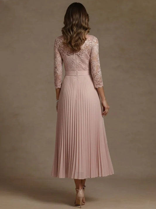 Light Pink tea-length mother of the bride dress, alternate view showing the bodice and skirt