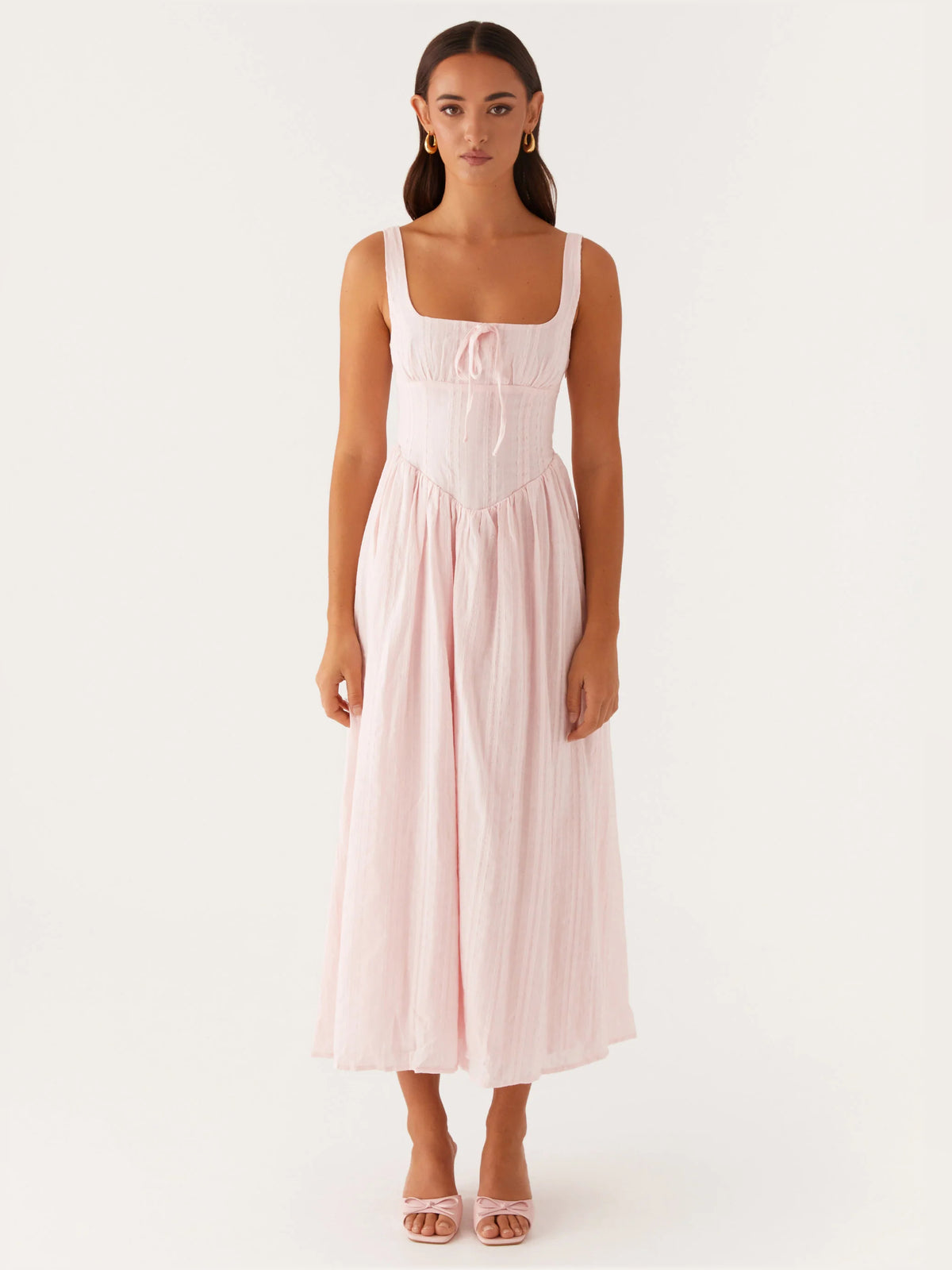 Pink midi formal dress, alternate view