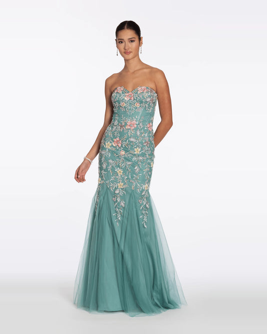 strapless mermaid maxi prom dress - image 2