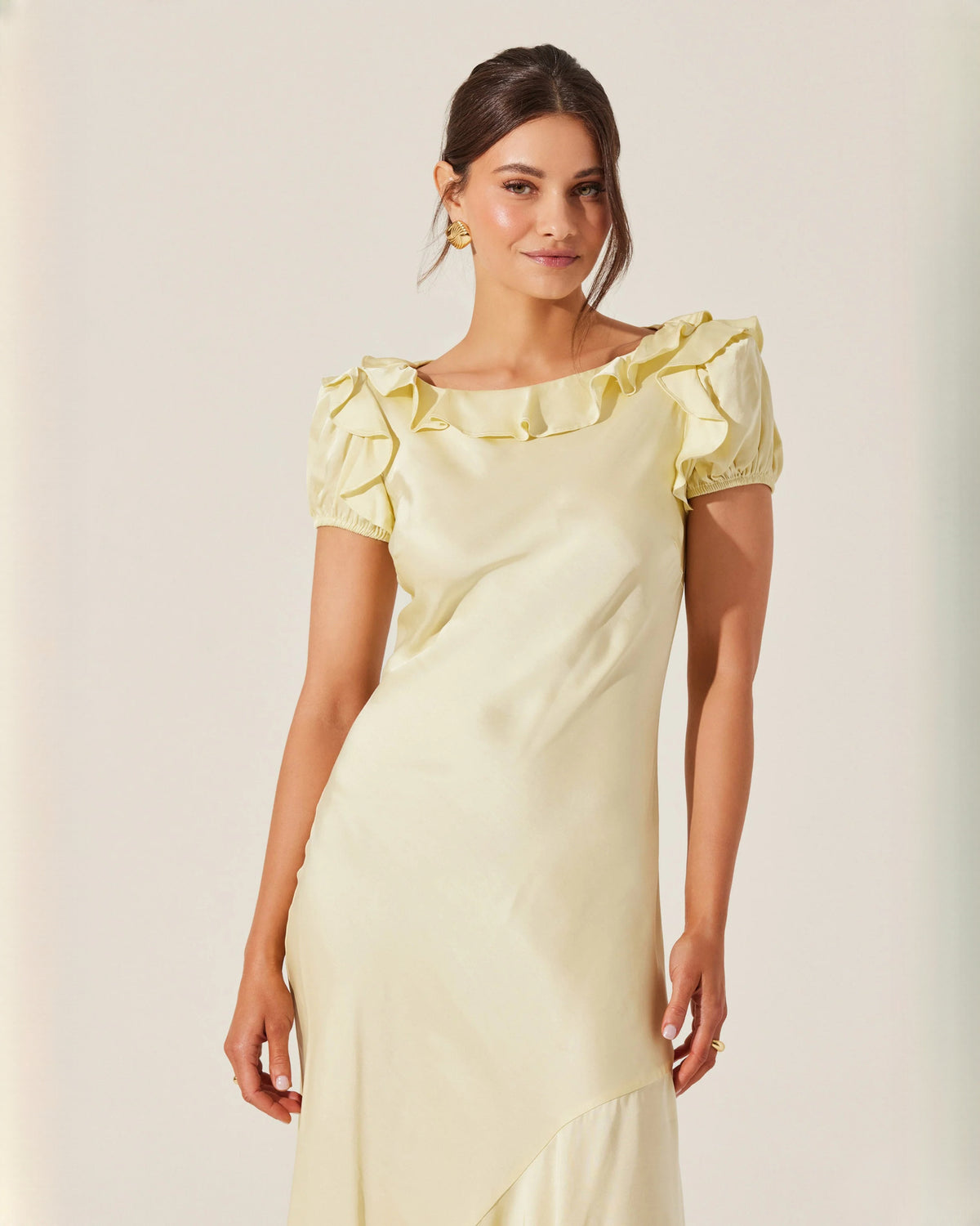 sleeveless satin a-line midi bridesmaid dress - image 2
