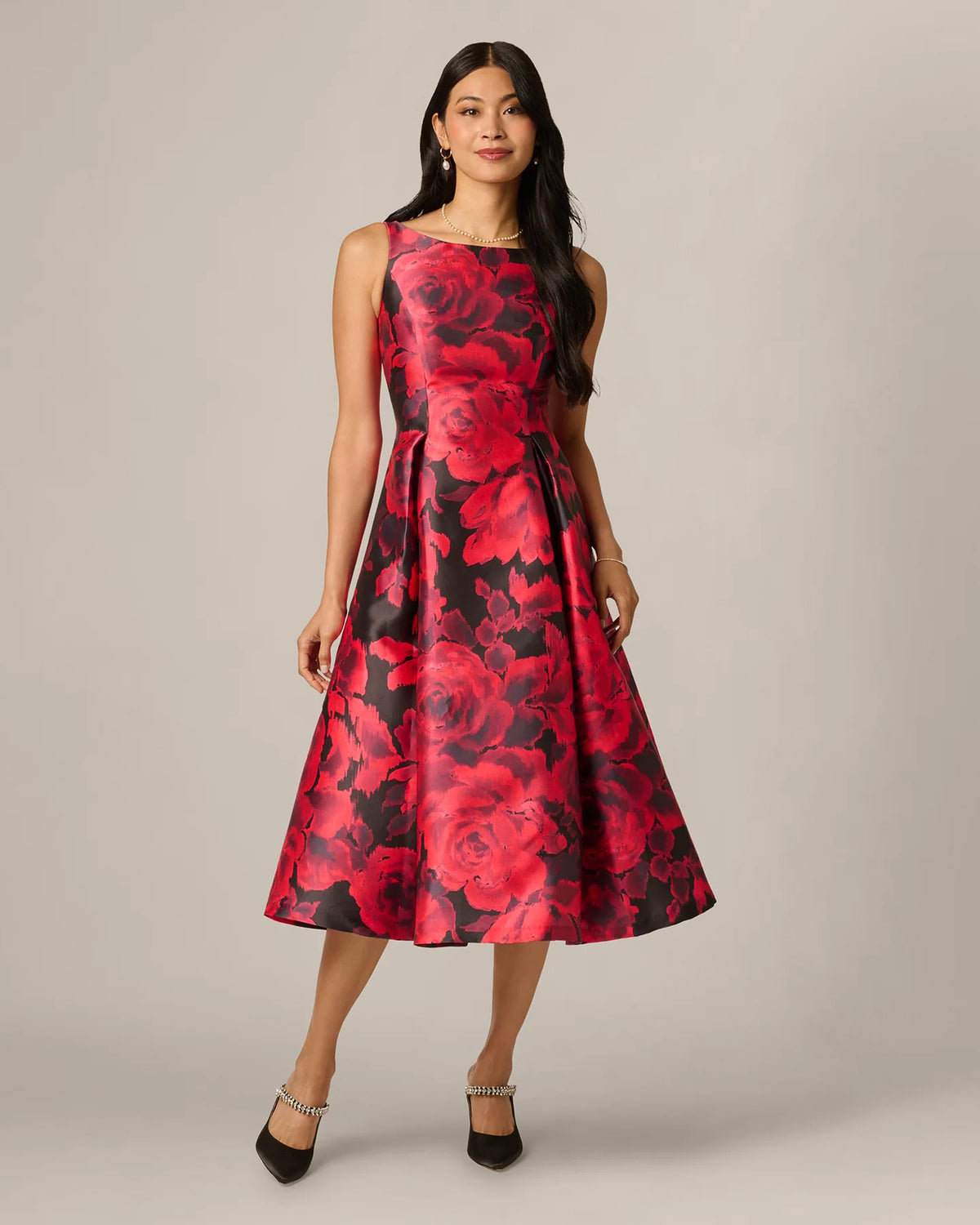 spaghetti strap fit-and-flare midi mother of the bride dress - image 2