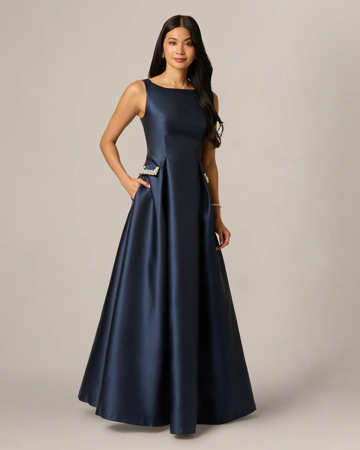 spaghetti strap a-line maxi mother of the bride dress - image 2