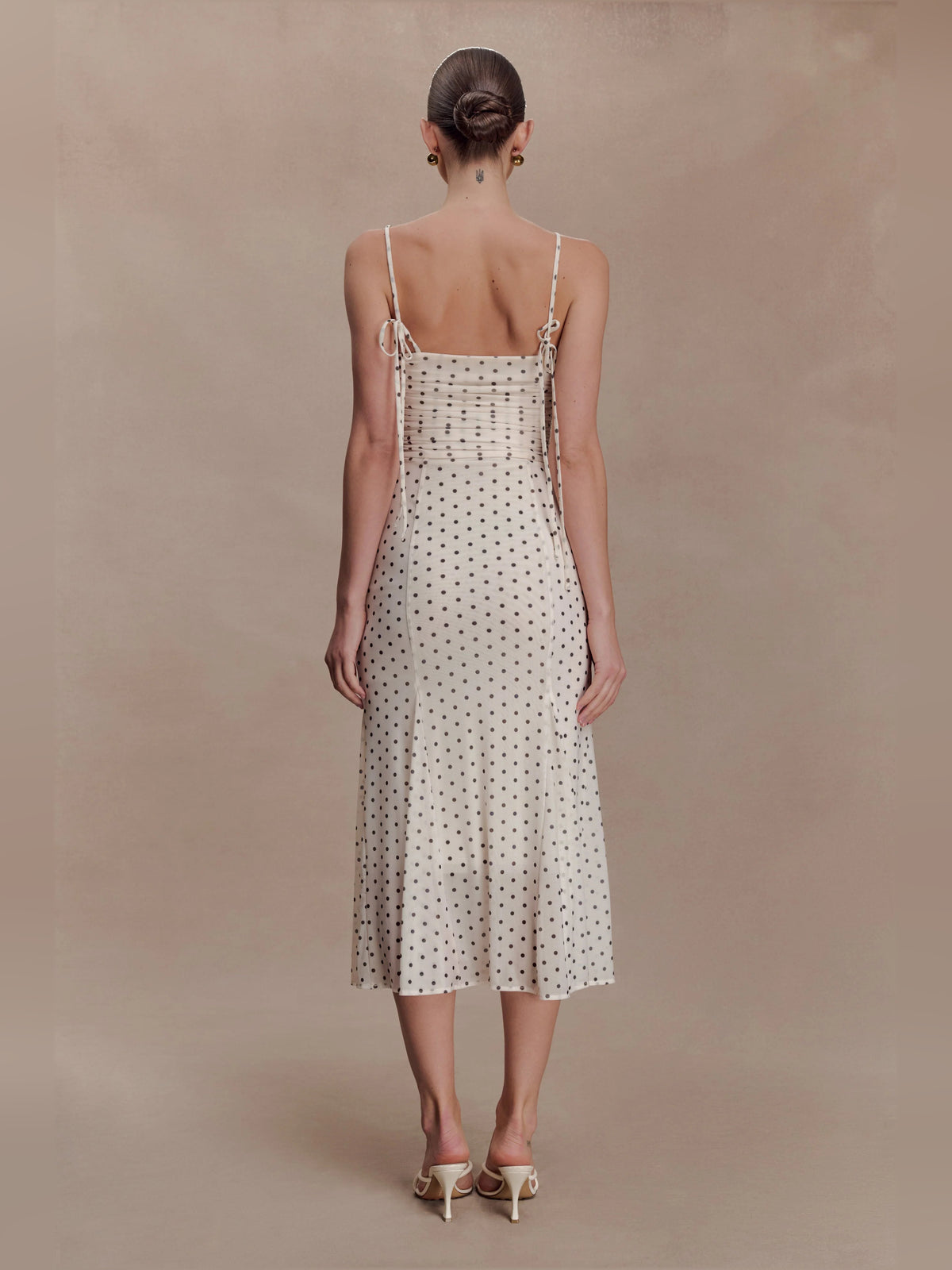 Polka Dot midi formal dress with printed pattern, alternate view