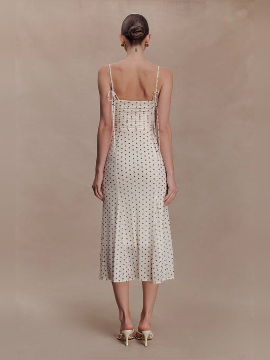 Polka Dot midi formal dress with printed pattern, alternate view