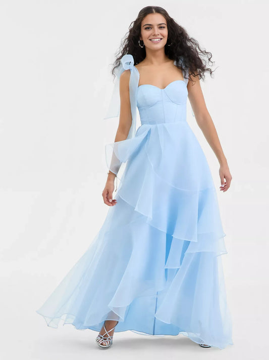 Light Blue floor-length prom dress, alternate view showing the bodice and skirt