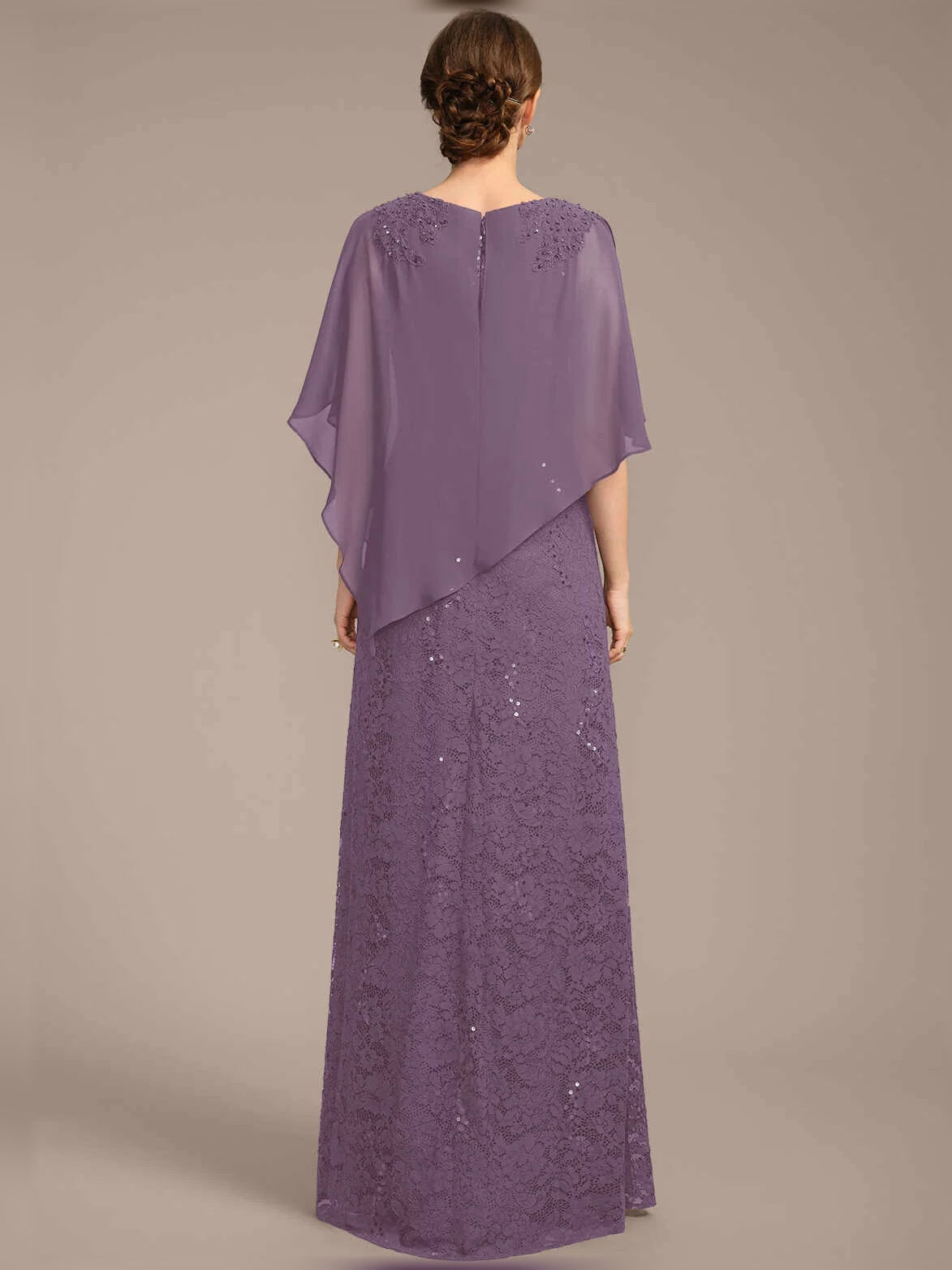 Deep Purple floor-length mother of the bride dress, alternate view showing the bodice and skirt