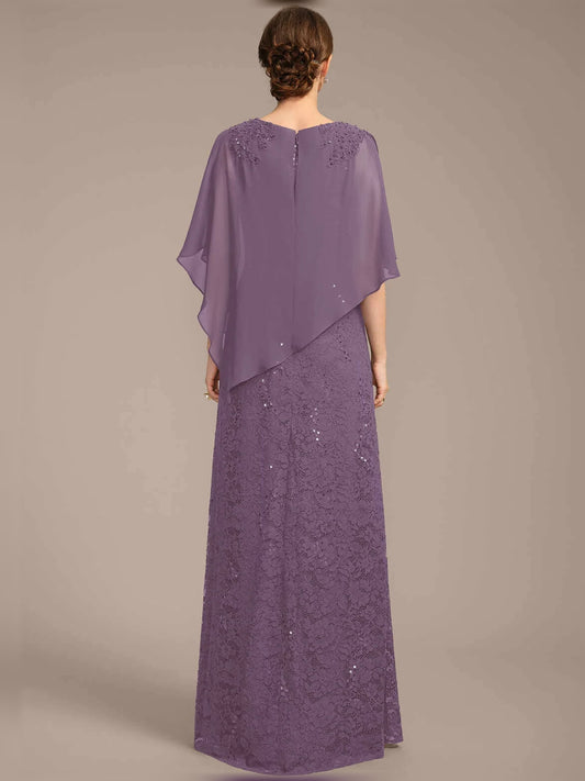 Deep Purple floor-length mother of the bride dress, alternate view showing the bodice and skirt