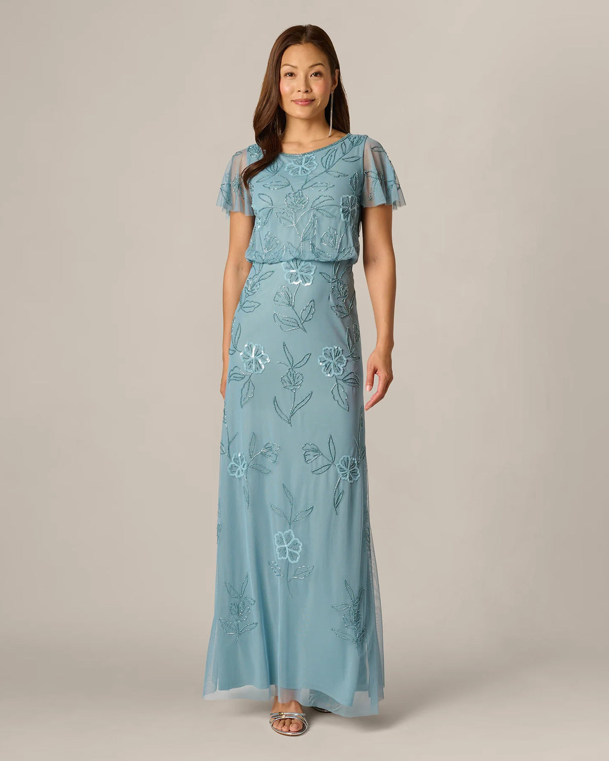 flutter-sleeve a-line maxi mother of the bride dress - image 2