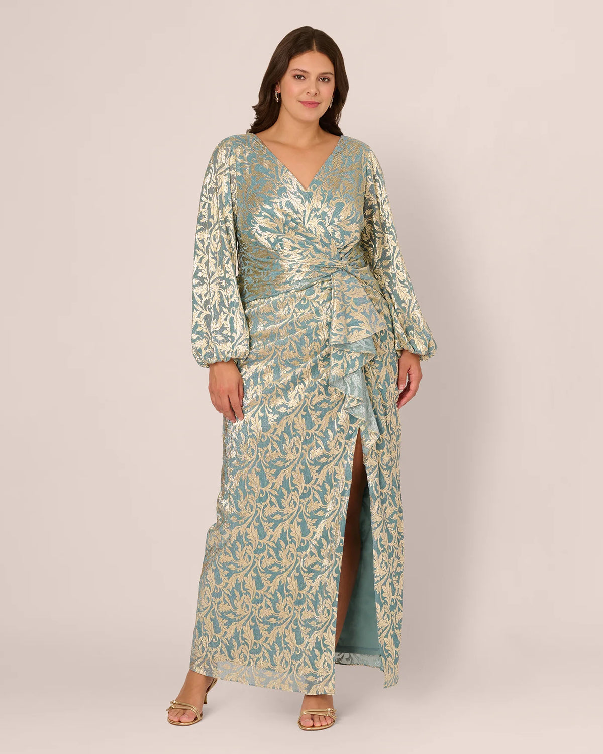 long-sleeve a-line maxi mother of the bride dress - image 2