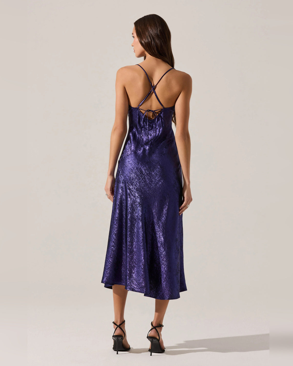 spaghetti strap a-line midi formal dress - image 2